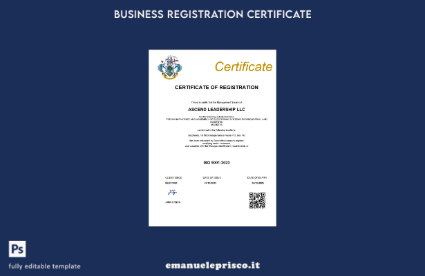 stile verificato Certificato di registrazione aziendale delle Seychelles Modello